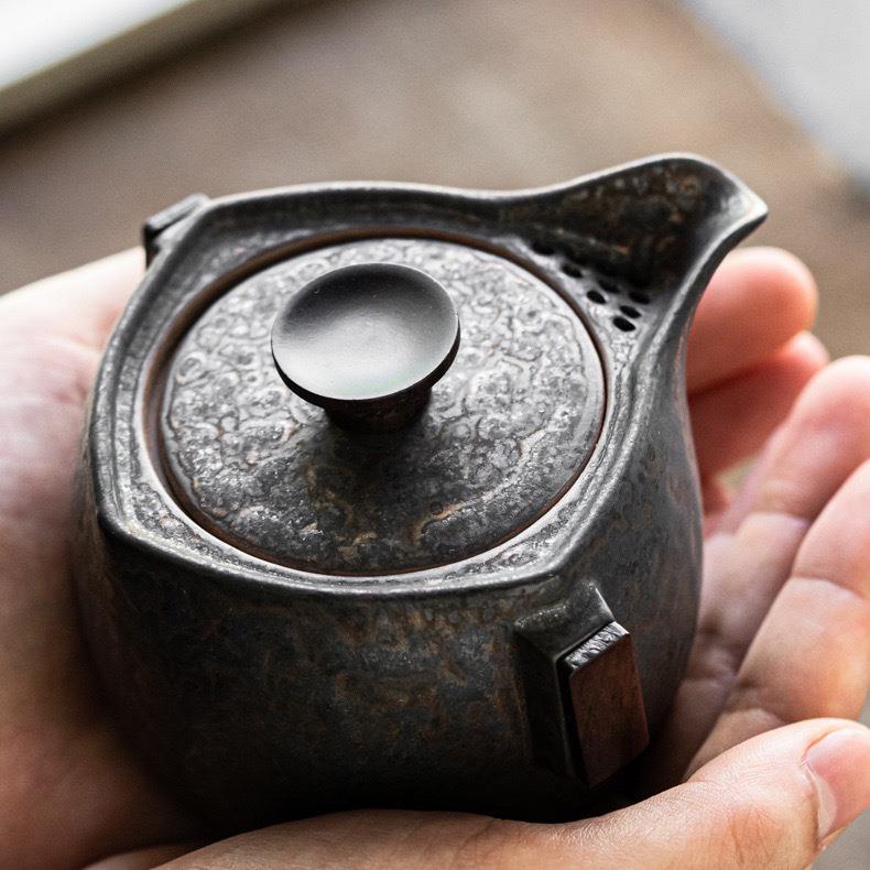 鎏金铁胎茶壶南蛮烧用铁锈釉复古陶大容量08896668把茶壶日式家陶