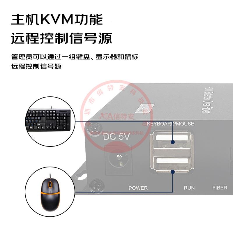 DVI光端机QIN1路视KVM1反路正向.35mm音频频1路向IR红外回传FC接