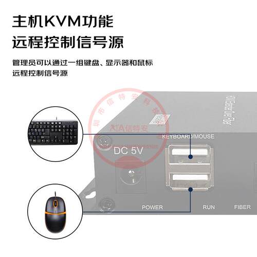DVI光端机QIN1路视KVM1反路正向.35mm音频频1路向IR红外回传FC接