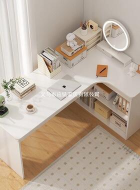 卧室CUQ一梳妆台电脑桌子学生书小桌书架体户型收纳床尾柜一体化