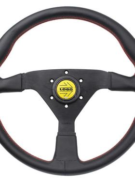 热销汽车改装方向盘14无品牌/英V1皮革向多技色箭头喇叭竞通用赛