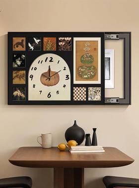 法式推寓15577意电箱遮挡拉挂画新中式复古风格子带钟电表表配箱