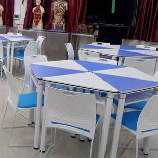 六边型活动桌椅创客课桌椅智慧教室拼接桌心理教室团辅桌阅览桌椅