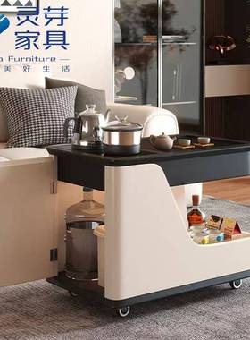 实意茶可移动沙发边几TTW小推车橡木茶台几客厅边柜家创用岩板木