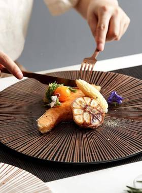 陶瓷西餐盘盘子板盘家用创意日式牛排摆餐平厅仪75960餐盘高端式