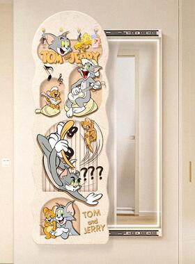 猫和老鼠推拉全身镜奶暗油风式镜镜子画隐形穿衣壁藏画玄关装7628