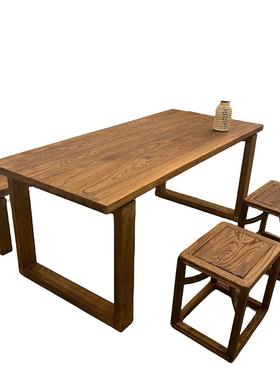 莫桌比恩工作台台书板桌实木电脑办公桌吧桌Z&老榆木大桌家ILX用