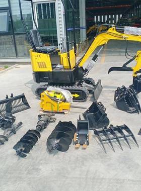 货小挖机属具1吨挖机松挖土器抓夹螺旋CUI钻挖现机辅配件具窄斗斗