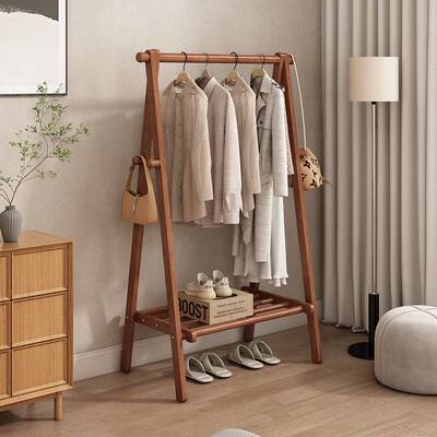 实木衣帽架简易牢固实用架子落地卧室挂衣架客厅挂简易办公室挂包