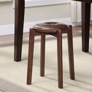 实木餐凳软包皮凳客厅高板凳可叠放圆凳子方凳化妆凳2/4/6把装