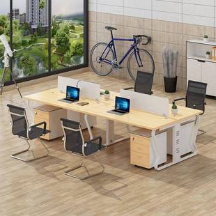 昌无品牌/职桌员办公桌四人位组合桌椅约南屏简风卡座双人电脑桌
