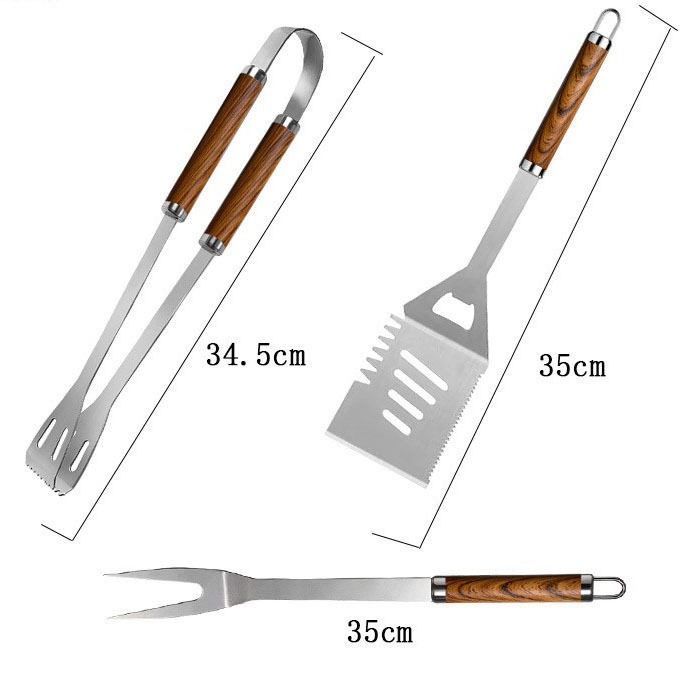 烧烤工具套装木纹41件套 BBQ跨境烧烤用具烤具套装组合布袋包装