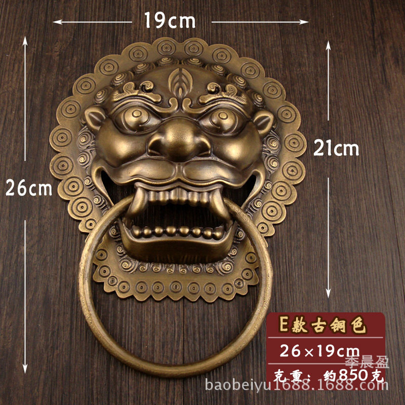 E款中式兽头门环 狮头大门拉手对开门老式双开木门门环庭院铜拉环