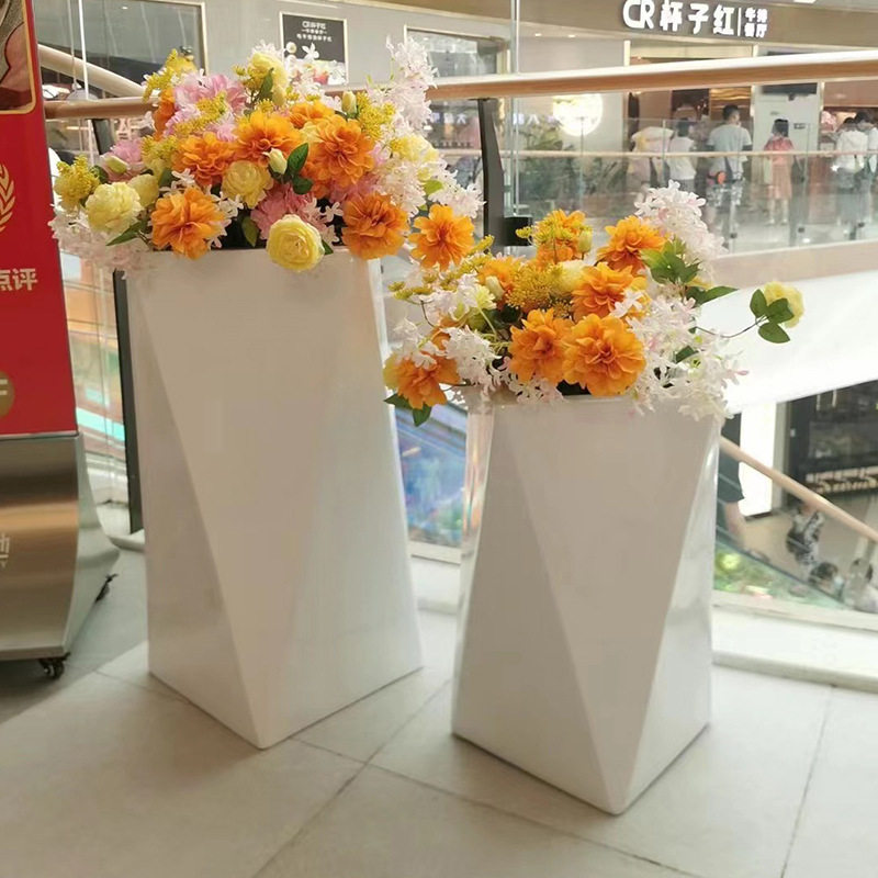 商场玻璃钢花盆户外大花箱玻璃纤维油漆花瓶酒店广场公园小区学校
