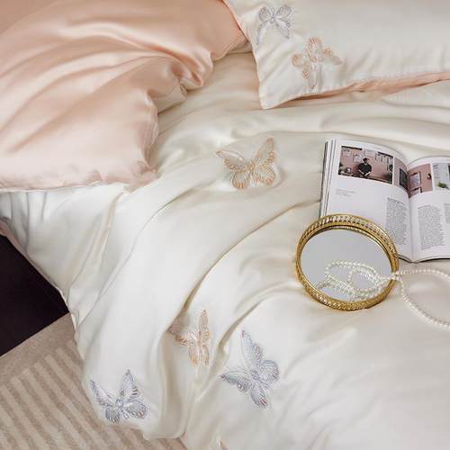 A母婴级00兰精天丝四件套夏莱类赛尔冰丝床单被AIZ套床笠床1上用