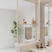 奶风油985卫生间物半墙屏风干湿区洗手台毛巾断置架隔不锈钢铁艺