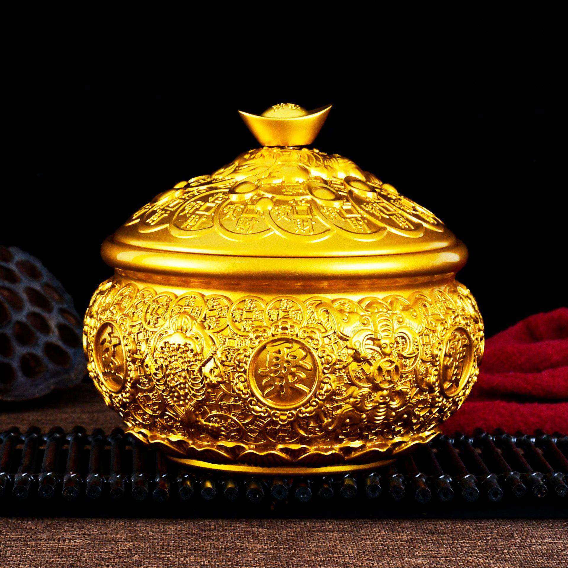 黄金蟾聚宝乔盆桌招米聚米WHJ-JBP-铜摆件面家用商务摆件开业铜迁