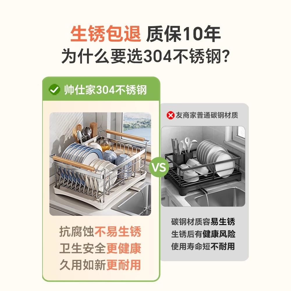 德国碗盘水架碗架304不锈物钢碗碟收纳架厨置房架沥沥水篮OP41108