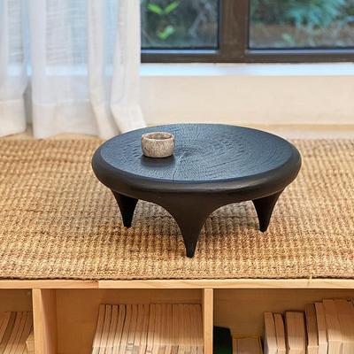 胡桃木化飘窗茶桌侘寂木实zym20250小桌木茶几碳榻榻米黑原色矮几