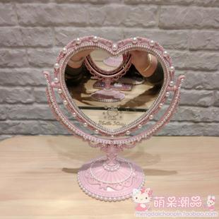 家居台镜欧式复古宫ORZ廷化镜妆梳妆典雅珍珠转镜子台式旋大双放