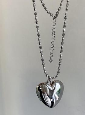 欧美风金银色爱心滴豆吊坠豆米粒属链条项链颈链锁骨链潮人E 4654