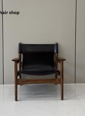 Yh斯堪的椅纳维亚实木障沙发，40285日厅式简约家居客马鞍皮革无