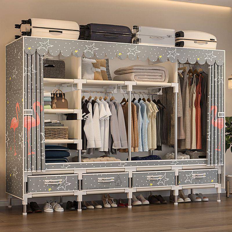 简易耐衣柜钢管加粗加衣固结实用DSM卧室家用经济学生宿舍出租屋