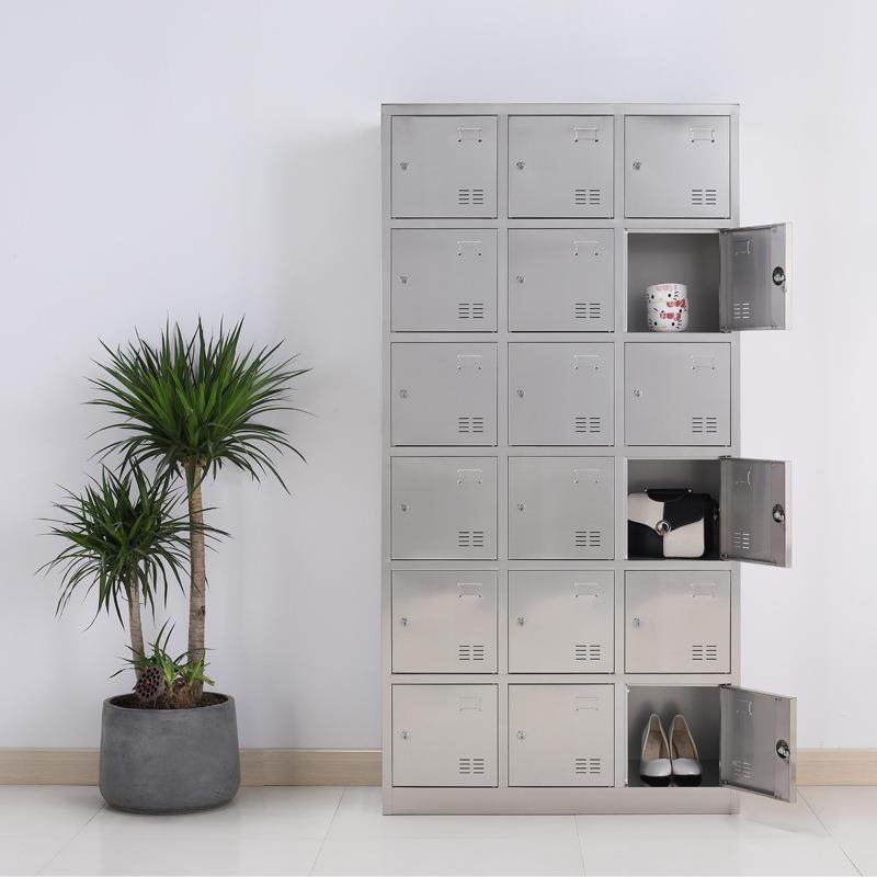 加厚30不锈钢尘衣柜4员DWZ工更餐盘储物柜无车间多门带锁防腐换衣