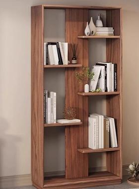胡桃木书架全古实木中式中古TXP风创意书博柜落地靠墙多功能黑置