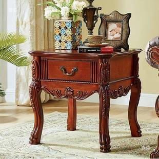 美式实欧木发几边柜客厅复边古做沙旧式电话边桌带抽OSN-T801屉小