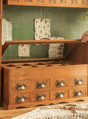 手账胶多带线火漆印章桌面抽屉式收纳储物ONZ盒家用层玻翻针盖璃