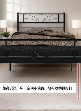 双人铁架床边现代简约复WMX古室床架易金属框民宿卧卧室简金属铁
