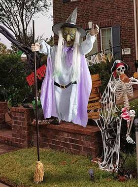 H具o饰veringPLTWitch万圣节动画悬女巫紫色道户外装停扫帚