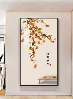 新中式事如意玄关装画正对门画走客厅尽头事入户挂画饰过廊道7759