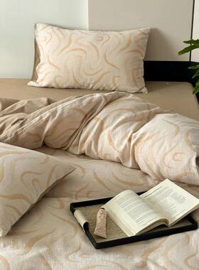 60支水洗0棉四件套棉纯棉10双层纱色床织提花床单被套ZEG笠三全件