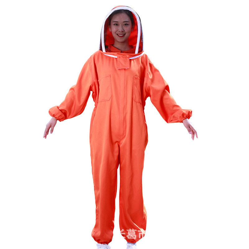 出口型蜂具新款太空服连体防蜂服 透气连体 桔色太空服防蜜蜂衣