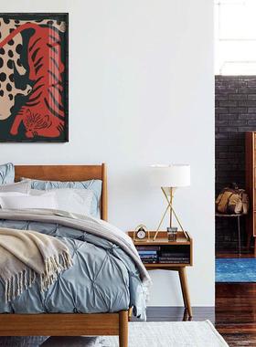 欧C105t式古猎豹金色装饰画重工竹节框黑色老虎壁画中古invag复e