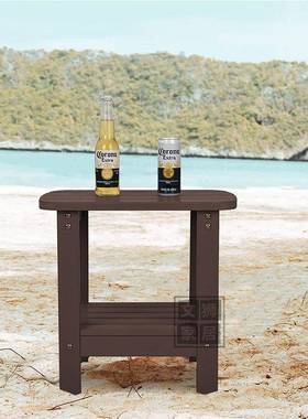 户外木双层方VEB形小茶几美式露台天阳庭院塑小边桌仿木小边现几