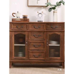 美式 实餐边柜1122简约复古餐厅碗水碟储木物酒柜靠墙收纳家用入户