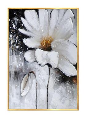 手绘油画玄装画现代挂画凹样板房软装画花卉立ss66体凸壁饰关画