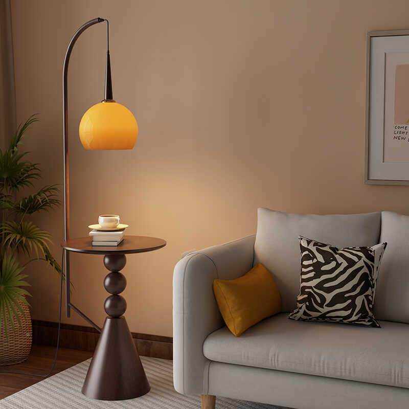 落地灯木卧室客厅沙纹发边茶几置物662中古床头物置架胡桃色立式