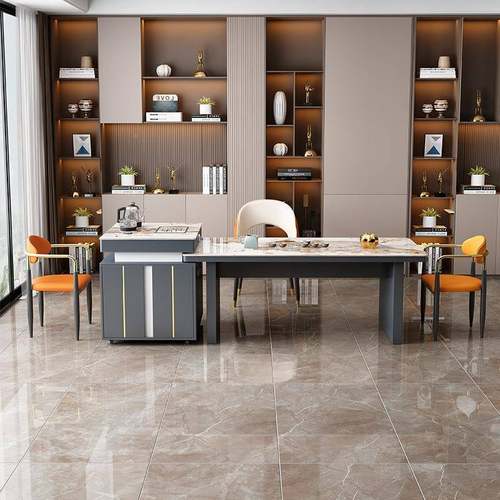 轻奢岩板一茶桌组椅合桌五椅现代简约家用RLL客厅办公一体功夫茶