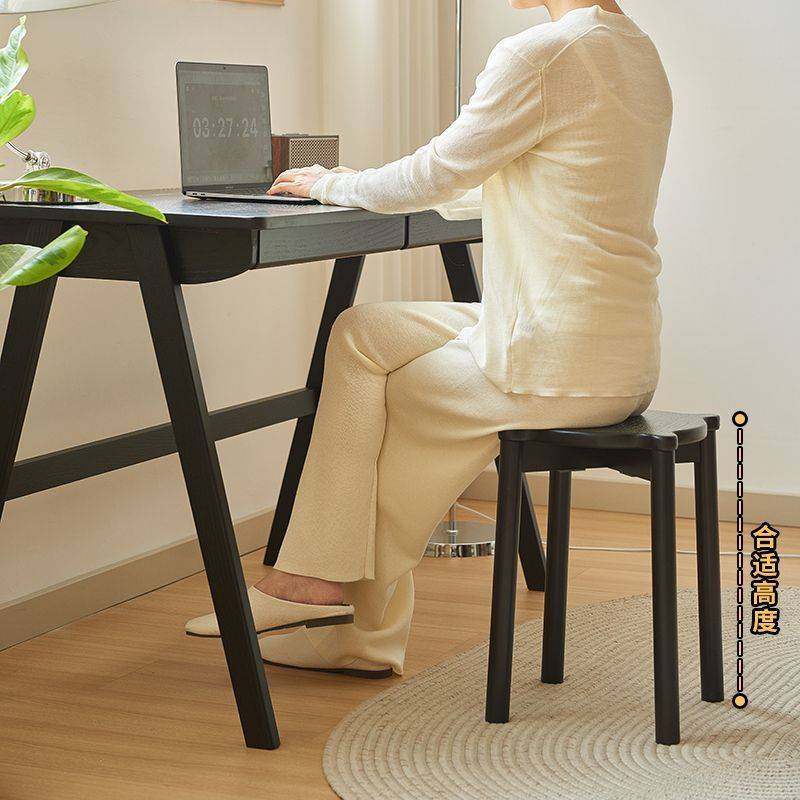 实木黑色凳子家用结实耐用小板凳叠放便捷餐桌凳客厅备用矮凳椅子