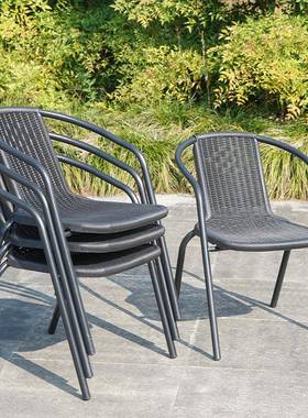 户外桌椅合带伞藤椅休闲阳台庭院铁艺组园藤编室IFB露台三外五花