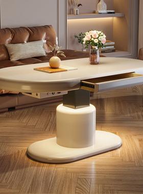 W89620充25新款电能奶油风功升降茶几餐多桌书桌两用多用家用智能