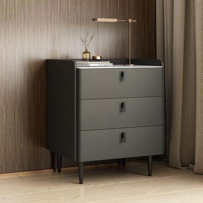 实意式床头用柜约现代轻奢家BCS整装岩板木卧室床边柜迷你简储物