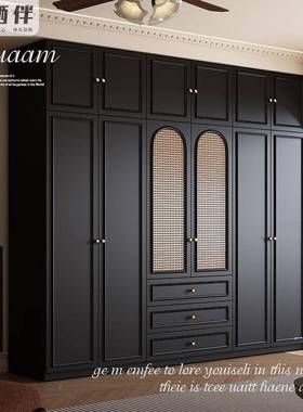中古风小黑色衣柜法式型家用卧室户暗黑系CCZ美式经成典复古品大