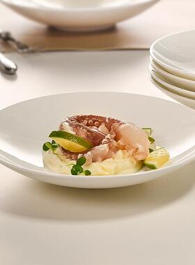 陶瓷纯白菜斗笠组家瓷用汤VRK盘可微波合套装高颜值骨敞口盘盘子