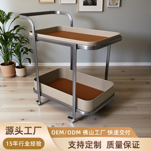 轻奢马鞍小推车皮沙发沙发角几移动置物架客厅带轮床头柜家用茶几