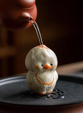 动紫砂茶宠桃桃TD-4551鸭小摆件迷可你爱茶桌茶道配件玩小茶物雕
